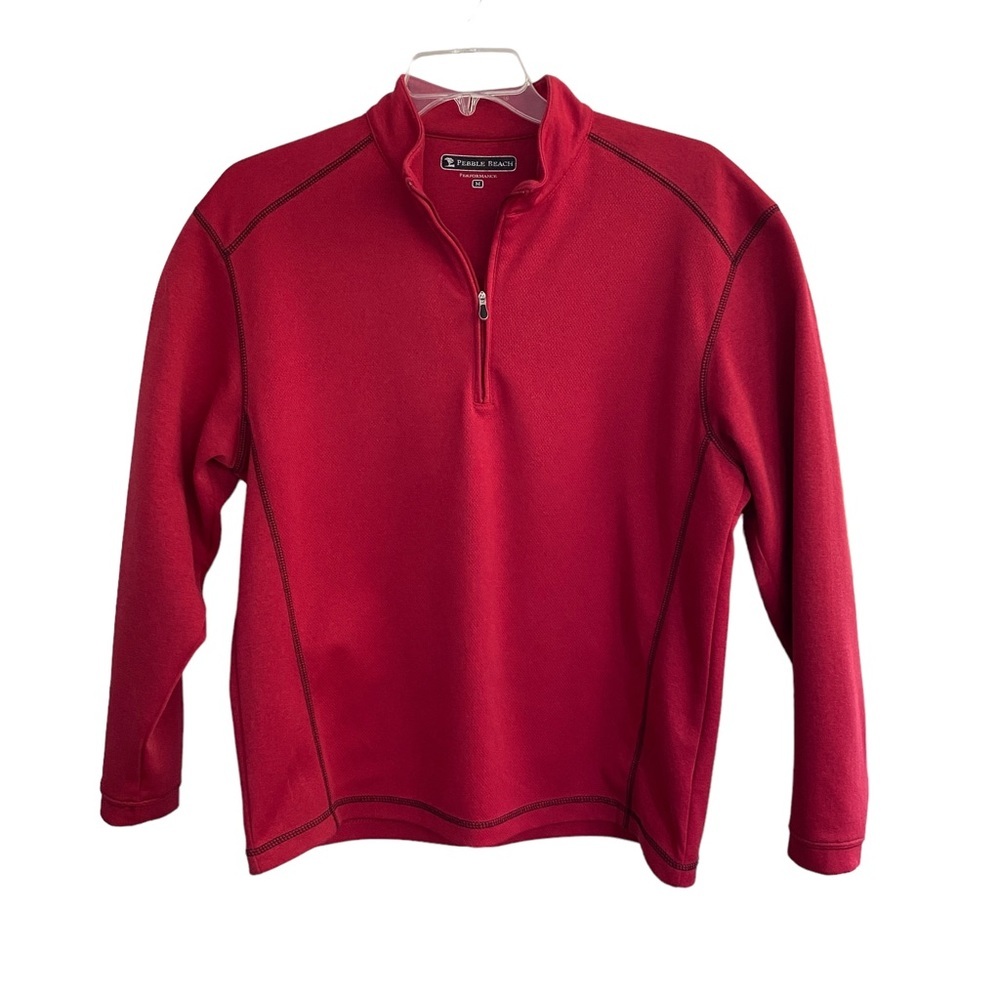 Pebble Beach Long Sleeve Red Performance 1/4 Zip Size Medium
